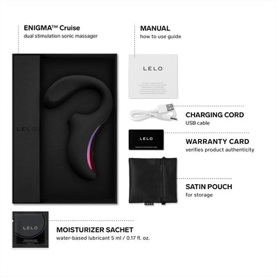 LELO Enigma Cruise Dual Stimulator Waterproof Clitoral Vibrator Intimate Sex Toy with 8 Vibrating Patterns Rabbit Sex Toy Vibrator for Women, Black