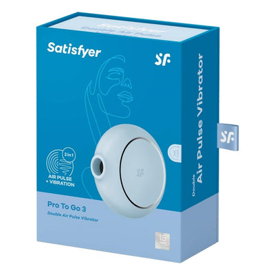 Satisfyer, Vibrator, Pressure Wave Vibrator, “Pro to Go 3”, 8.5 cm, Ideal on The go, 2 Motors, Colour:Light Blue