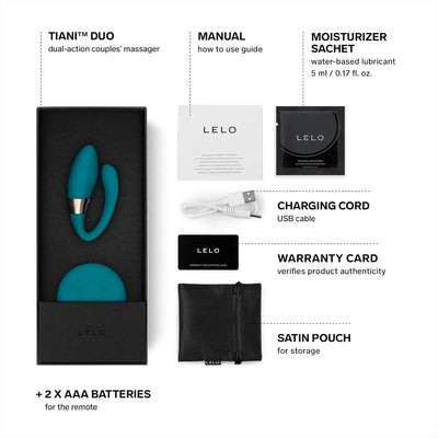 LELO TIANI Duo Couples Vibrator for Men and Women with 2 Powerful Motors and 8 Vibrations Settings, Completely Waterproof Adult Sex Toys for Couples, Sex Toys for Her, Vibrator for Couples, Blue