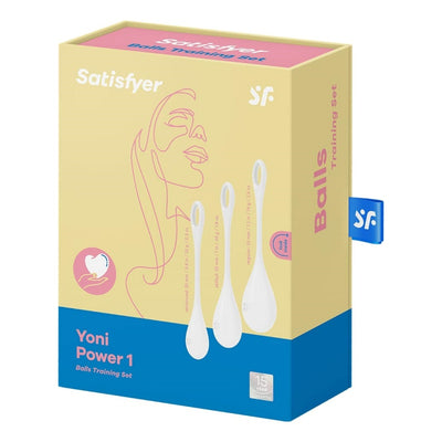 Satisfyer Yoni Power 1 Kegel Balls - Kegel Exercise Weights, Ben Wa Balls, Pelvic Floor Training, Tightening, Ideal for Beginners, 3-Piece Set (White)