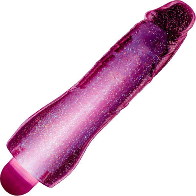 Blush Novelties Molly 8 Inch Realistic Soft Multi Speed Glitter Vibrator with Muliple Colored Lights - Fragrance Free Easy to Clean AAA Battery Powered Adult Toy - Sex Toy for Couples - Pink