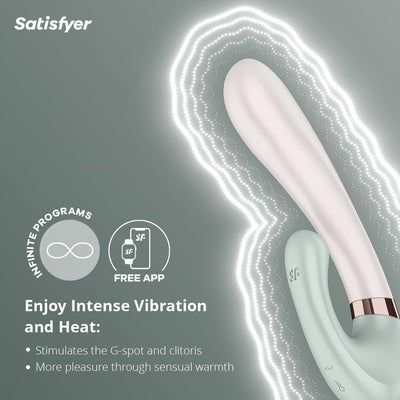 Satisfyer Heat Wave Connect App Vibrator Sex Toy | Adult Toys for Women | Rabbit Vibrator + Heat + APP | Vibrating Sexual Pleasure Device | Stimulation Vibrators | Woman Sextoy (Mint)