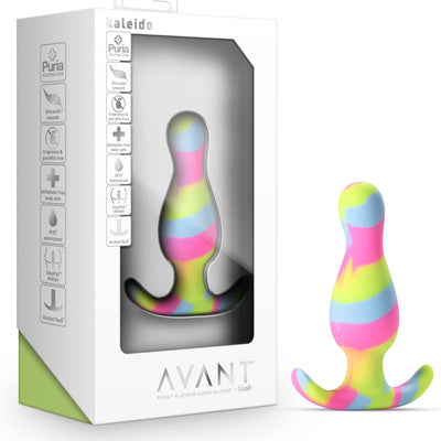 Blush Avant Kaleido 3.5" Silicone Anal Plug - Tapered Head StayPut Design, AnchorTech Base - Ultrasilk Smooth, Body-Safe, Entry-Level Butt Plug Adult Sex Toy for Women, Men & Couple - (Multicolored)
