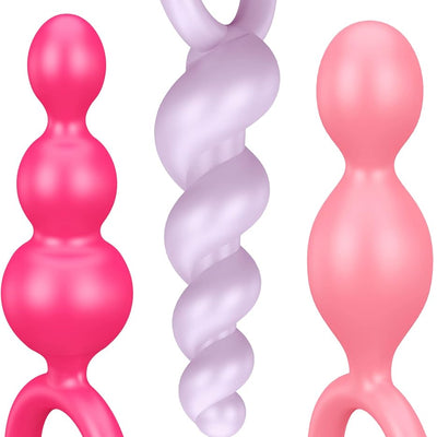 Satisfyer Booty Call Plugs | 3-Piece Silicone Plug Set | 13.5-14 cm | Waterproof (IPX7) | Skin-Friendly Silicone | Sex Toy for Beginners and Advanced Users (Pink/Purple)