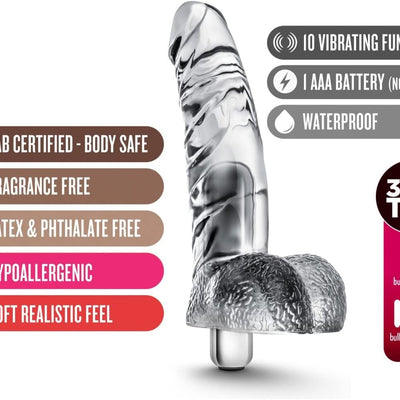 Blush Naturally Yours 6.5" Beginners Vibrating Ding Dong - Realistic Clear Dildo w/Bullet Vibrator - IPX7 Soft TPE - G-Spot Anal Vaginal Play Penis - 3-in-1 Luxury Adult Sex Toy for Women Men Couples
