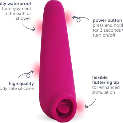 plusOne Fluttering Arouser, 10 Vibration Settings, Suction Stimulation Vibrator, Silicone, Fully Waterproof, and Rechargeable