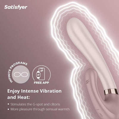 Satisfyer Heat Wave Connect App Vibrator Sex Toy | Adult Toys for Women | Rabbit Vibrator + Heat + APP | Vibrating Sexual Pleasure Device | Stimulation Vibrators | Woman Sextoy (Mauve)