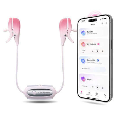 LOVENSE Gemini Vibrating Nipple Clamps, Bluetooth Adjustable Nipple Stimulator with App Remote Control, Rechargeable Sex Toys for Women Men Couples Play Two-Color Gradient
