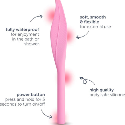 plusOne Vibrating Feather Tickler with Silk Sash, 5 Vibration Settings, Body-Safe Silicone, Fully Waterproof, and USB Rechargeable