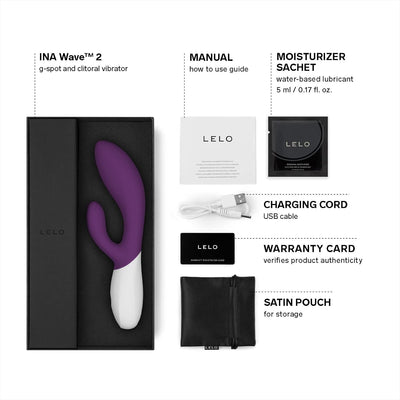 LELO INA Wave 2 Rabbit Vibrator for Women Sex Toy G Spot Rabbit Vibrator with Wavemotion Technology and 12 Vibrations Settings, Sex Toys for Women, Purple
