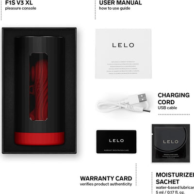 LELO F1S V3 XL Male Sex Toy with Bluetooth App, Automatic Male Masturbator with 7 Settings Sex Toy for Men with an Interactive AI Mode, Hands Free Masturbators, Male Stroker, Male Sex Toy, Red