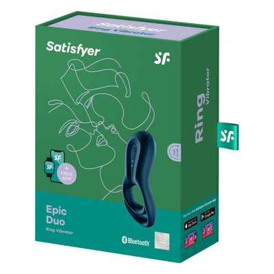 Satisfyer Epic Duo Cock Ring with App Control - Vibrating Penis and Testicle Ring for Longer, Stronger Erections, Erection Enhancing Penis Ring, Vibration - Compatible with Satisfyer App, Waterproof