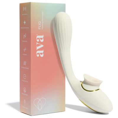 Ava FLIQ Bending Dual-Function Vibrator Wand | Sex Toys | Personal Massager | 10 Vibrations & 10 Flicking Patterns | G Spot Vibrator | Adult Toys | Gifts for Women - Off White