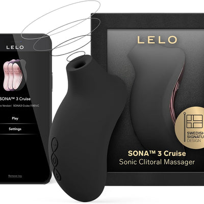LELO SONA 3 Cruise Female Sonic Massager, Sucking Vibrator Women Sex Toys with Bluetooth App, 12 Settings and Sonic Waves, Adult Sex Toy for Women, Female Vibrators, Suction Vibrator Toys, Black