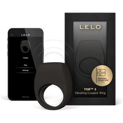 LELO TOR 3 Vibrating Penis Ring App Connected Adult Toy for Man and Woman, Couples Sex Toy with 8 Pleasure Settings for Enhanced Sensation, Silicone Cock Ring, Black