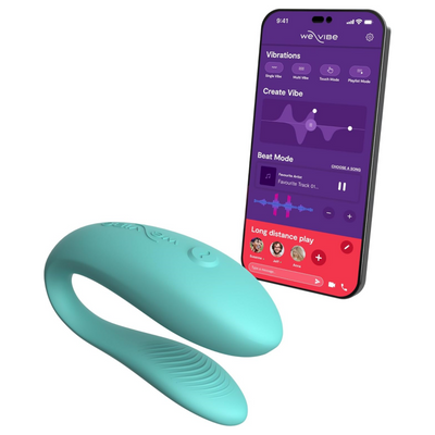 We-Vibe Sync Lite Couples Vibrator | Wearable App Control Vibrating Adult Sex Toy | G Spot & Clitoral Stimulator | Dual Stimulation with 10 Speeds | Adults Sex Toys for Couples | Rechargeable | Aqua