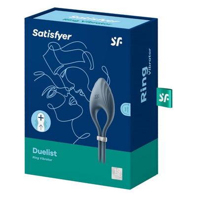 Satisfyer Duelist Vibrating Cock Ring - Size Adjustable Penis Ring with Clitoral Stimulator for Longer, Stronger Erections, Erection Enhancing, Vibration - Waterproof, Rechargeable (Dark Blue)