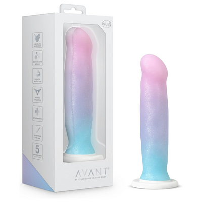 Blush Avant D17 Lucky 8" Silicone Dildo - Ultrasilk Smooth Cock, Purio Platinum-Cured - Suction Cup, Strap-On Compatible - Hand-Sculpted Fantasy Sex Toy for Women, Men & Couples - (Multicolored)