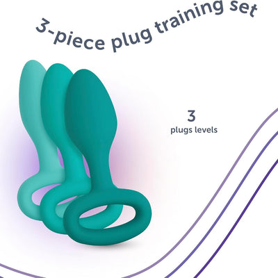 plusOne 3-Piece Plug Training Set, Tapered Designs with Bottom Ring for Easy Insertion, Beginner Friendly, Waterproof & Body-Safe Silicone