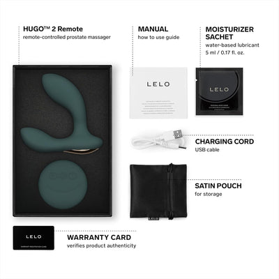 LELO Hugo 2 Remote Prostate Vibrator, Male Sex Toy for Men, Wireless Prostate Massager with Intense Vibrations, Discreet Mens Vibrator, Premium Prostate Toy, Green