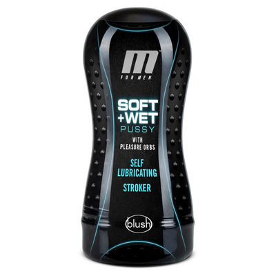 Blush M for Men 7" Soft & Wet Self-Lubricating Pussy Masturbator Cup w/Pleasure Orbs - Realistic Male Stroker, Open-Ended, Suction Control Mimic Blowjb Feel - Sex Toy Penis Sleeve for Men - (Vanilla)