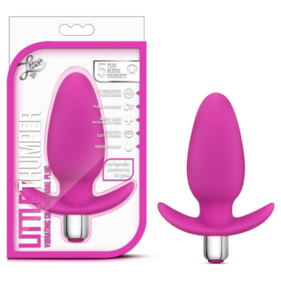 Blush - Little Thumper - 4.75" Vibrating Buttplug - 5 Speeds & 5 Patterns Anal Toy - Platinum Cured Puria Silicone - IPX7 Waterproof - Adult Sex Toy for Women, Men Couples - Fuchsia