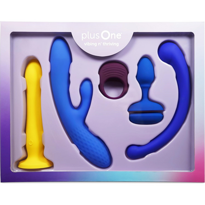 plusOne Vibin n’ Thrivin 6pc Sex Toy Gift Set for Solo or Partner Play, Holiday and Bachelorette Gifts for Bride, Waterproof Intimacy Bundle