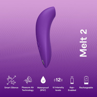 We-Vibe Melt 2 Clitoris Vibrator | Clitoral Stimulator Adult Sex Toys for Women | Clit Sucker Female Personal Massager | App Control Suction Masturbator | 12 Intensities & 6 Sucking Patterns | Purple
