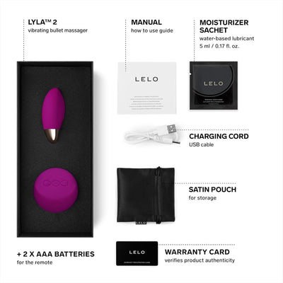 LELO LYLA 2 Bullet Vibrator for Women, Silicone Handheld Massage Toy with Sense Motion Technology, Remote Control Vibrator, Bullet Egg Vibrator, Vibrating Egg Sex Toy, Deep Rose