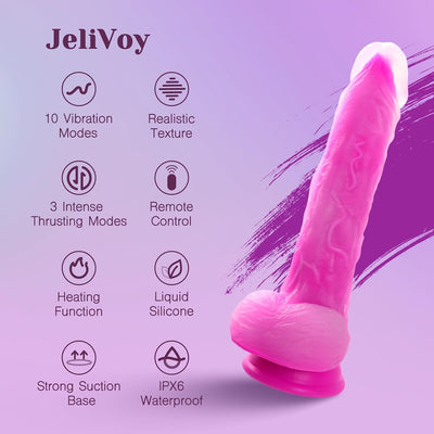 Tracy’s Dog Thrusting Dildo Vibrator - 9.25" Heating Realistic G-Spot Vibrator for Women Couples, Remote-Controlled Adult Sex Toy with 3 Thrusting Speeds, 10 Vibration Modes & Suction Cup Base