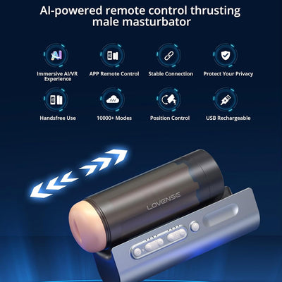 Lovense Solace Pro Automatic Male Masturbator,App Remote Control Thrusting Blowjob Machine with Immersive AI/VR Experience Adjustable Male Stroker Sex Toys for Men Pleasure