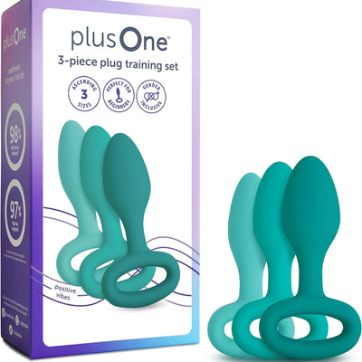 plusOne 3-Piece Plug Training Set, Tapered Designs with Bottom Ring for Easy Insertion, Beginner Friendly, Waterproof & Body-Safe Silicone