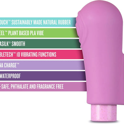 Blush Gaia® Eco Delight 3.25" Natural Rubber Vagina & Anal Mini Vibrator, BioTouch & BioFeel - RumboTech 10 Powerful Intimate Lover Zones Stimulation - Adult Sex Toy for Women & Couples - (Purple)