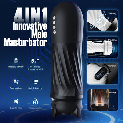 Tracy's Dog Automatic Male Masturbator, Adult Sex Toys for Men with 3 Twisting and 5 Thrusting Vibration Modes, Hands-Free Heating Male Vibrating Stroker for Men Guy Pleasure, Steelcan