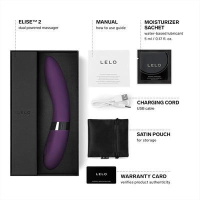 LELO Elise 2, G Spot Vibrator for Her, Sex Toy for Female, Waterproof Vibrator for Women with Dual Motor Toy for Stronger Stimulation, Plum