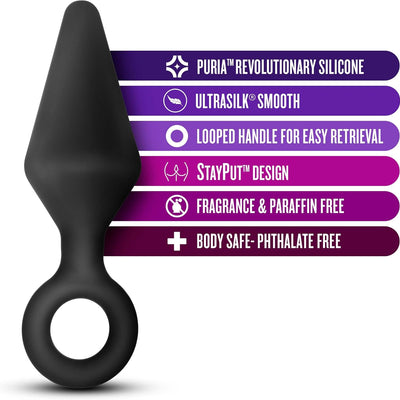 Blush Novelties Anal Adventures Platinum Silicone Plug - Tapered Butt Plug for Safe Anal Training - Comfortable Loop Base for Easy Removal and Long-Term Wear - Bum Trainer Sex Toy for Him Her Couples