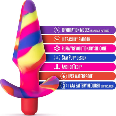 Blush Avant Free Spirit 5" Vibrating Silicone Butt Plug, Scarlet Ultrasilk Anal Trainer - 10 Modes, AnchorTech StayPut Base, IPX7 - Beginner-Friendly Bum Plug Adult Sex Toy for Women, Men & Couples