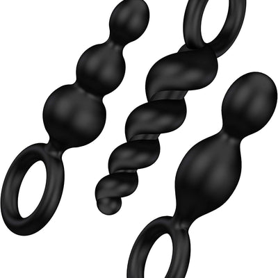 Satisfyer Booty Call Plugs | 3-Piece Silicone Plug Set | 13.5-14 cm | Waterproof (IPX7) | Skin-Friendly Silicone | Sex Toy for Beginners and Advanced Users (Black)