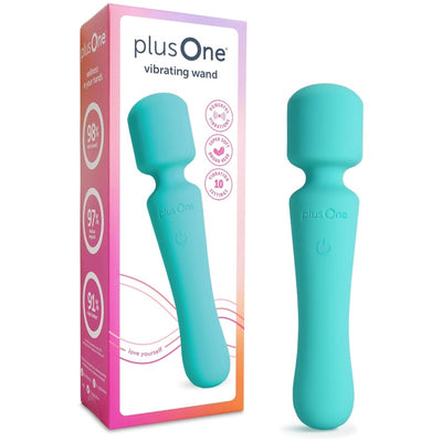 plusOne Wand Vibrator for Solo or Partner Play, Muscle Relaxation, Sex Toy Made of Body-Safe Silicone, Waterproof, Rechargeable, Handheld Massager with 10 Vibration Settings, Teal