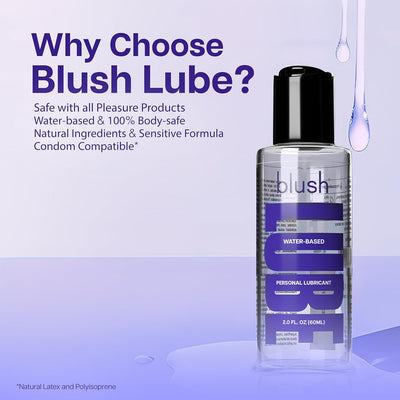 Blush Lube Water-Based Personal Sex Lubricant, 100% Body-Safe, Sensitive Skin Intimate Comfort, pH-Balanced (no Glycerin, Parabens, Propylene Glycol) Condom Friendly Sex Toy Natural Lube (2.0 FL Oz)