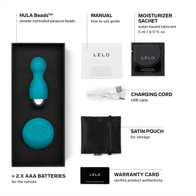 LELO Hula Beads, Twisting, Turning and Vibrating Pleasure Beads (Kegel Balls for Women) Vibrator Egg Ben Wa Balls Bullet Vibration Egg Wireless Remote Control Vibrator, Ocean Blue