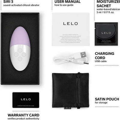 LELO SIRI 3 Sound Activated Small Personal Vibrator, Mini Massager with 8 Pleasure Settings with SoundSense Technology, Waterproof Bullet Vibrator for Clit, Calm Lavender