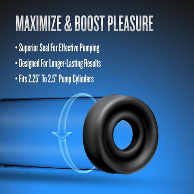 Blush Performance Advanced Silicone Penis Pump Sleeve - Large Size, Fits 2.25" to 2.5" Cylinders, Strong Vacuum Seal, Soft Universal Comfort Fit, Penis Enlargement Accessory - (Black)