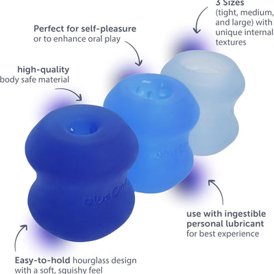 plusOne Oral Enhancer & Personal Stroker 3 Piece Set, Made of Body-Safe Silicone, Waterproof, for Men and Women