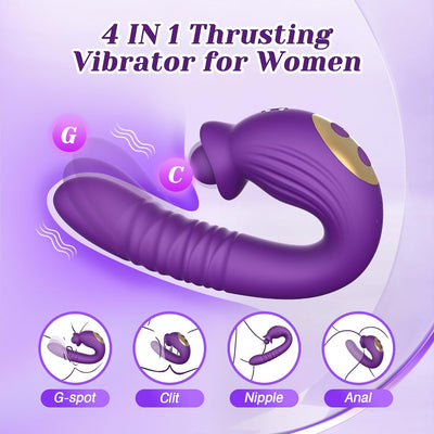 Tracy's Dog Thrusting Vibrator for Women - 4 in 1 G Spot Vibrator Clitoral Stimulator, Adult Sex Toys with 10 Thrusting 3 Licking 10 Vibrating Modes, Sex Toy Dildo for Women Couples Pleasure(Ciro)