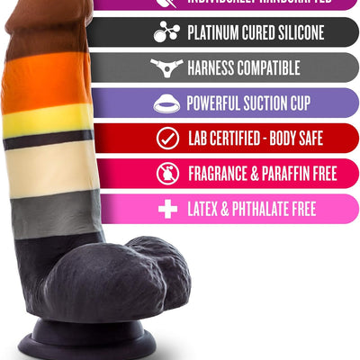 Blush Novelties Adult Sex Toys - Avant Pride P9 - Platinum Cured Purio Silicone 7.5 Inch Dildo - 1.75 Inch Wide Smooth Ultrasilk Shaft - Suction Cup Base Strap-On Compatible - Women Men Couples - Bear