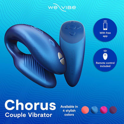 We-Vibe Chorus Vibrating Sex Toys for Couples | Remote Control Vibrator | Wearable App Controlled Adult Toys for Women | G Spot, Clit & Penis Sexual Stimulation Device | Clitoral Couples Gift |Blue