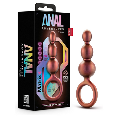Blush Novelties Anal Adventures Priestess Silicone Anal Plug Beads - Beaded Buttplug - Loop at Base for Easy Pull and Safety - Satin Smooth Texture Ultrasilk - Tapered Head - Sex Toy Couples