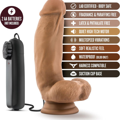 Blush Coverboy 7 Inch Realistic Vibrating Dildo with Strong Suction Cup - Soft Lifelike Dildo Vibrator with Wired Remote Control - Strap‑On Compatible - Adult Sex Toys Women Men Couples Pleasure