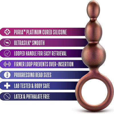 Blush Novelties Anal Adventures Priestess Silicone Anal Plug Beads - Beaded Buttplug - Loop at Base for Easy Pull and Safety - Satin Smooth Texture Ultrasilk - Tapered Head - Sex Toy Couples